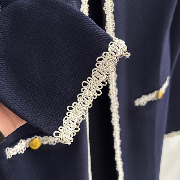 Navy Cardigan with White Lacy Trim and gold buttons TERRA NOSTRA - Picture 4 of 7